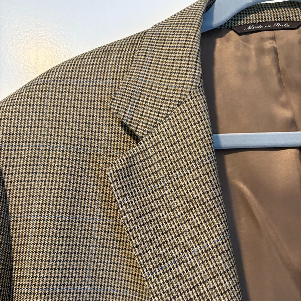 Canali Men's brown and blue checked blazer size 40L